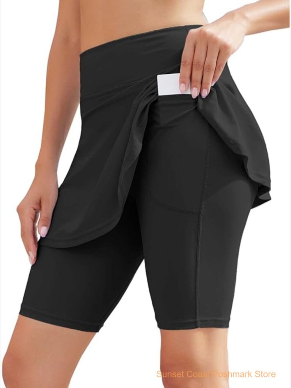 High Waist Swim Skirt with Pockets Tummy Control UPF50+